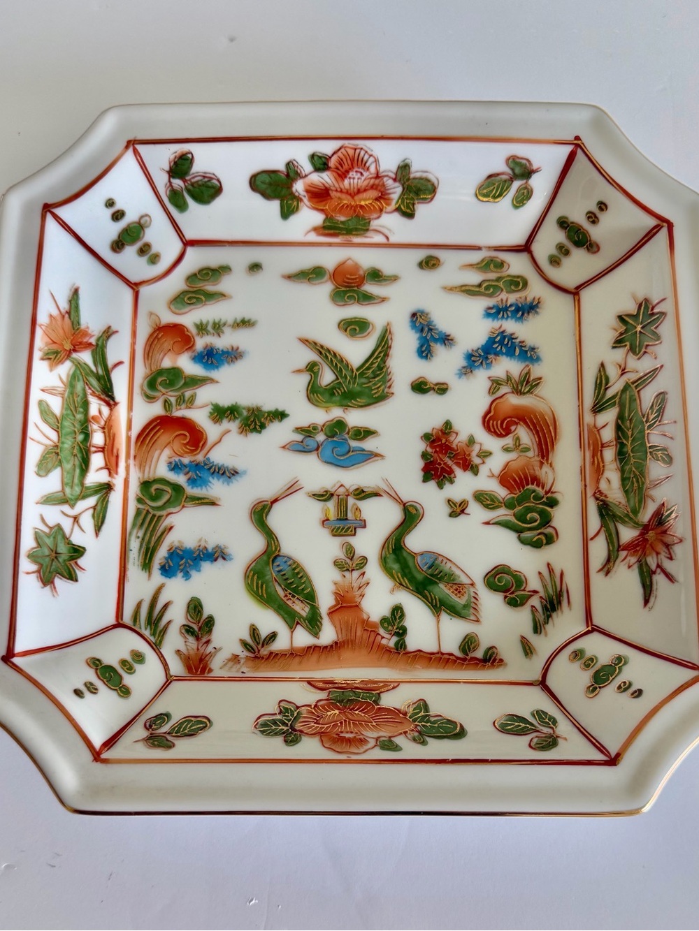 Vintage Andrea by Sadek 8.25" Square Plate 8430 Bird Floral Mint Condition